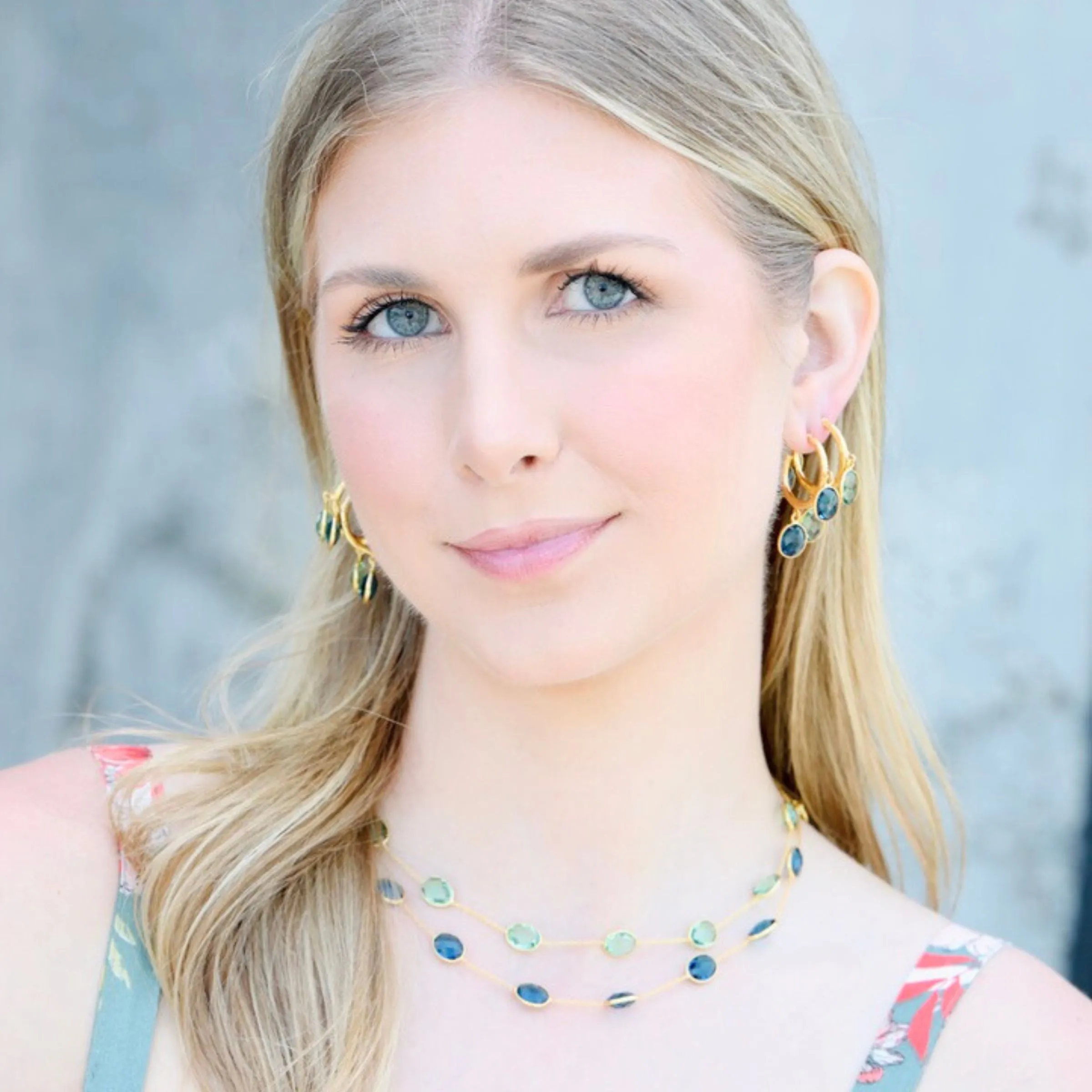 Oval Blue Crystal Necklace