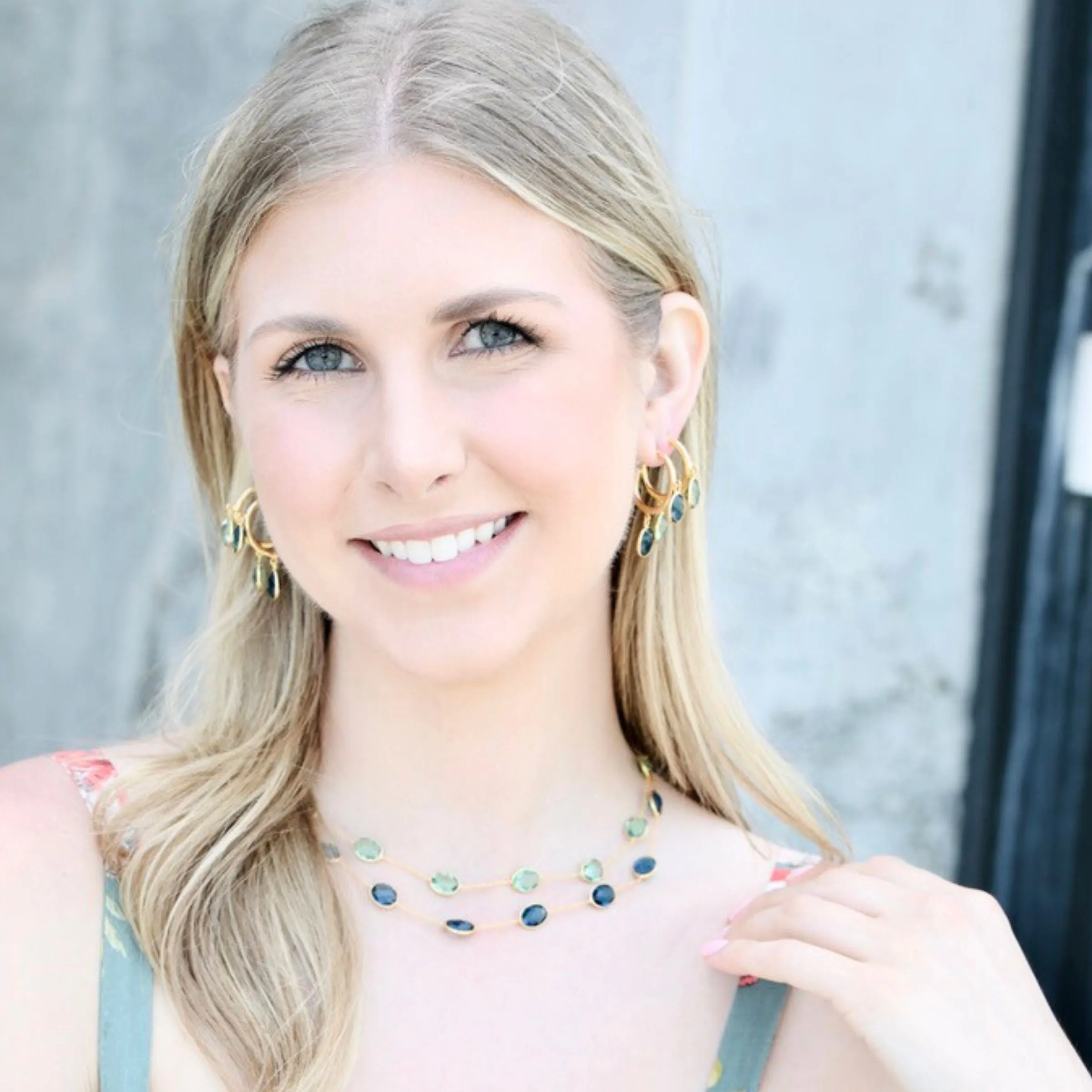 Oval Blue Crystal Necklace