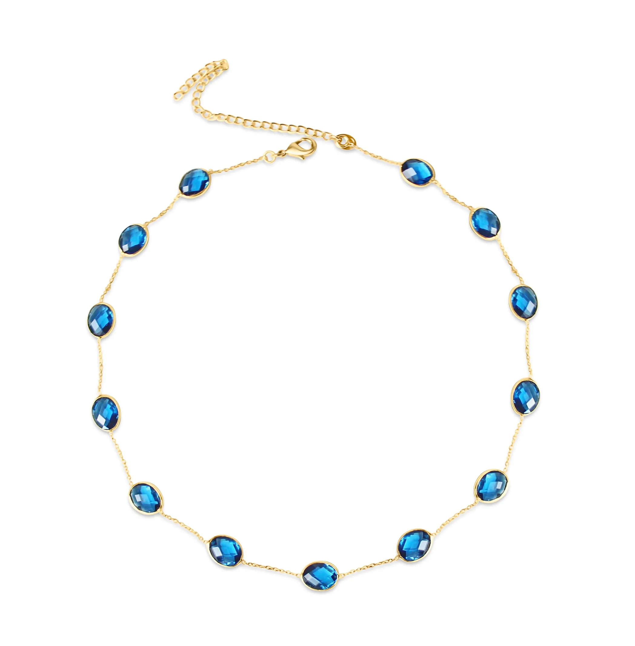 Oval Blue Crystal Necklace