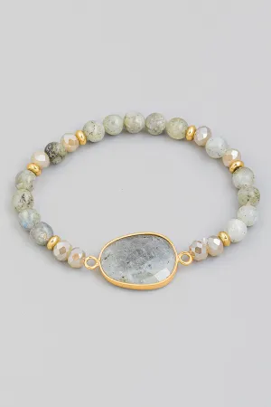 Oval Stone Charm Bracelet