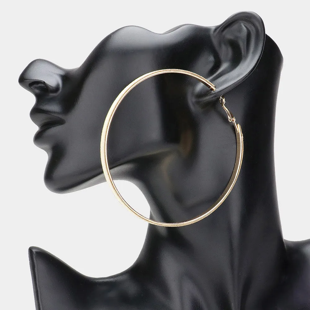 Oversized White Glittered Hoop Fun Fashion Earrings | 3.1" | Hoop Earrings |  634152