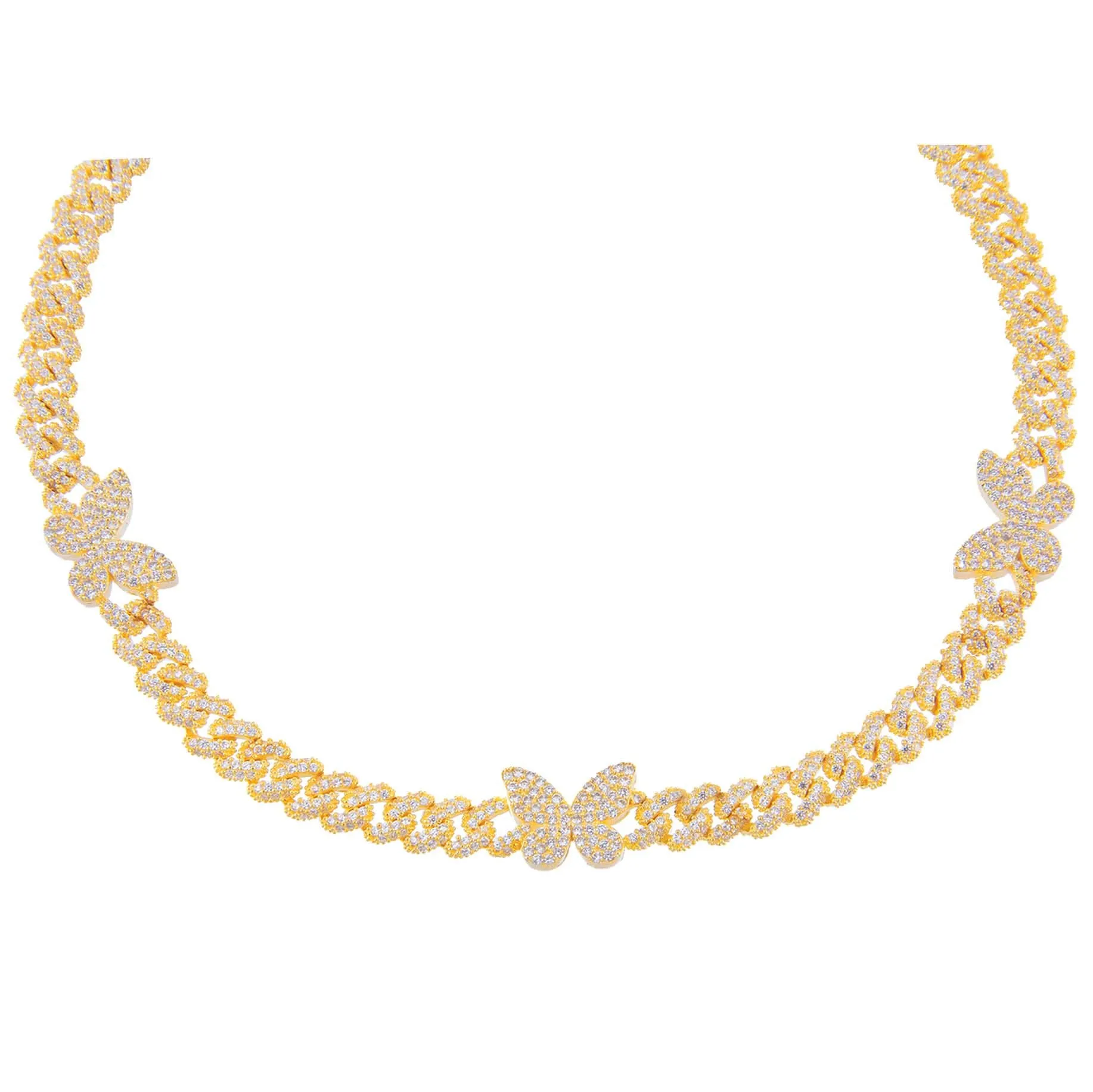Pavé Butterfly Chain Link Choker
