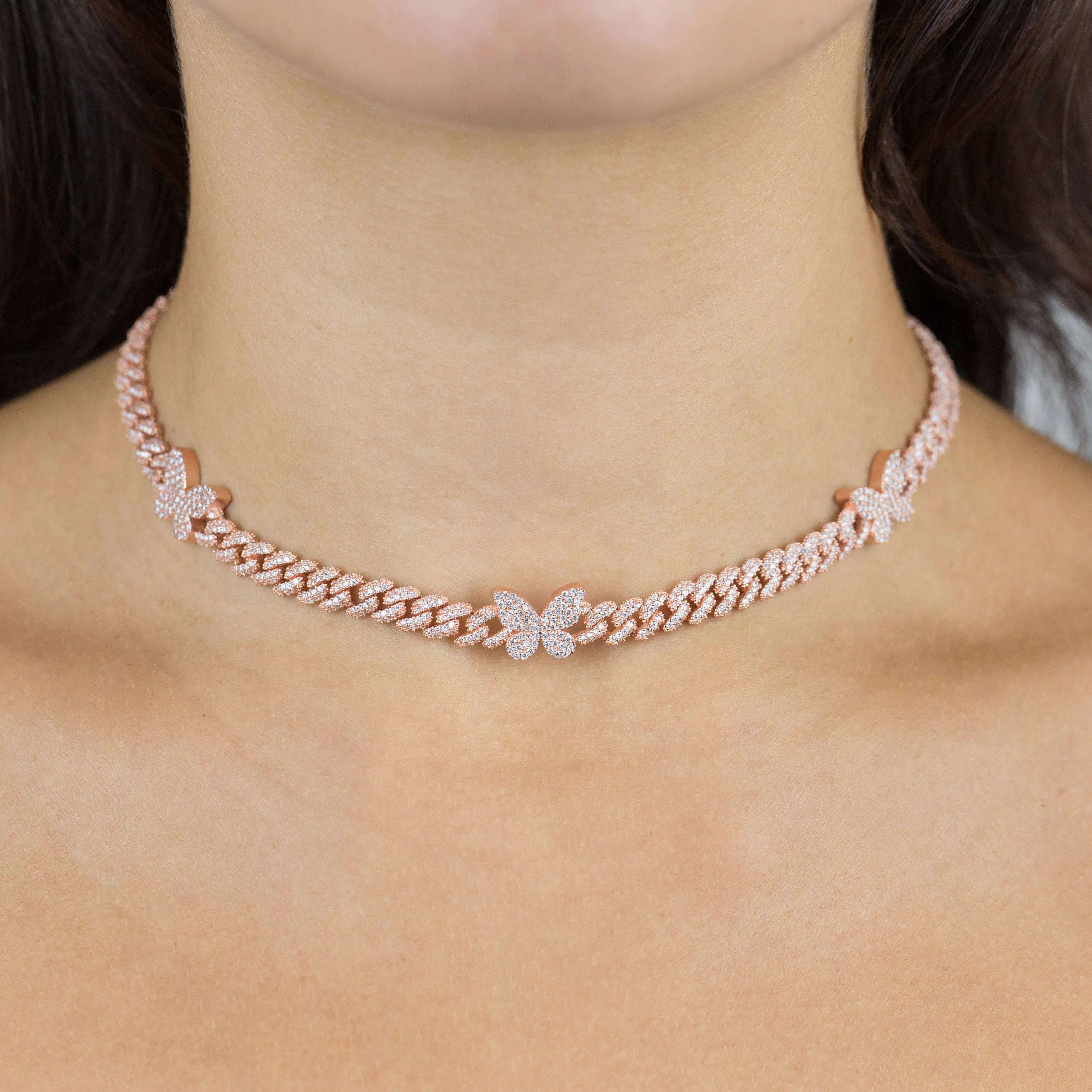 Pavé Butterfly Chain Link Choker