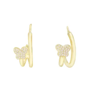 Pavé Mini Butterfly Hoop Earring