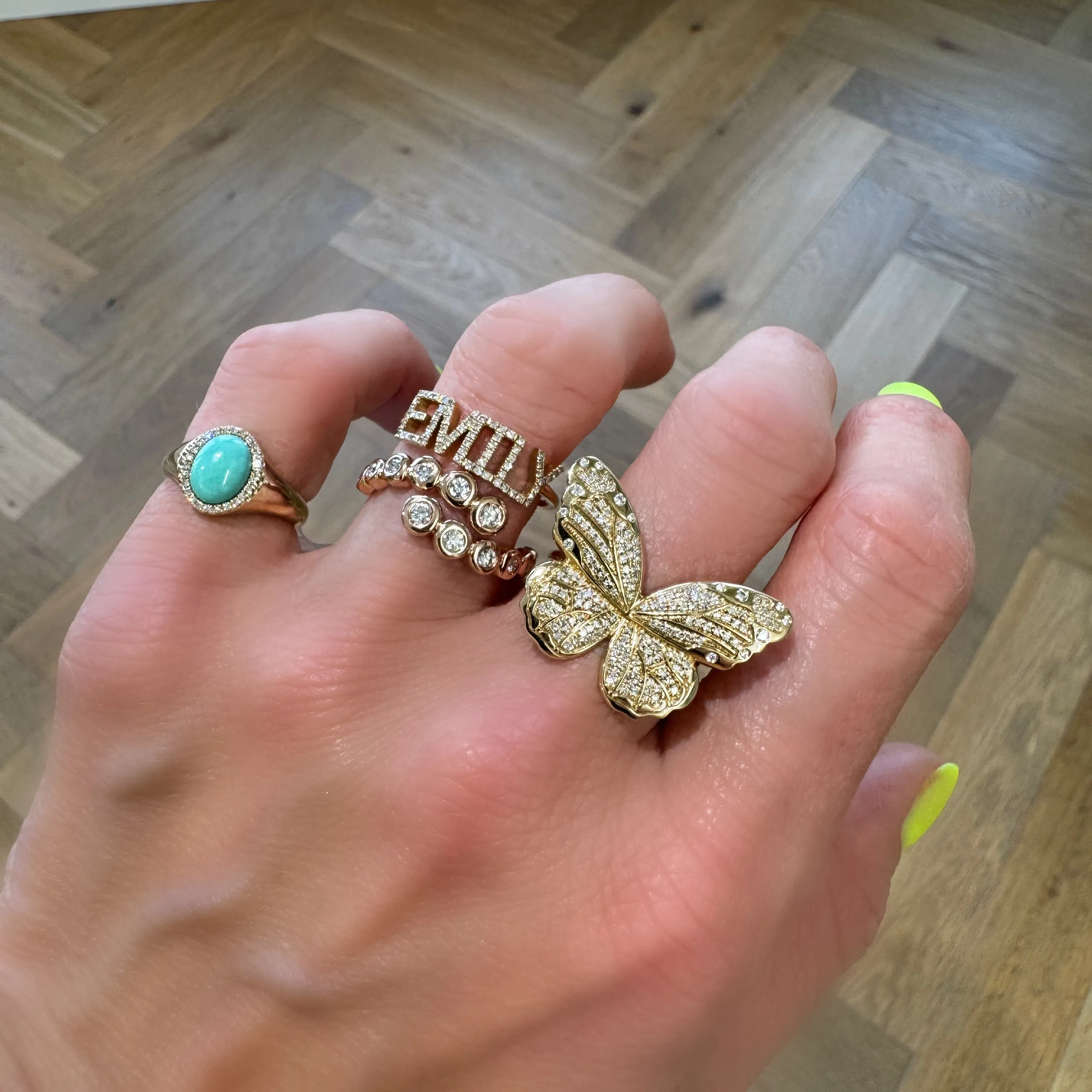 Pave Diamond Jumbo Butterfly Signet Ring