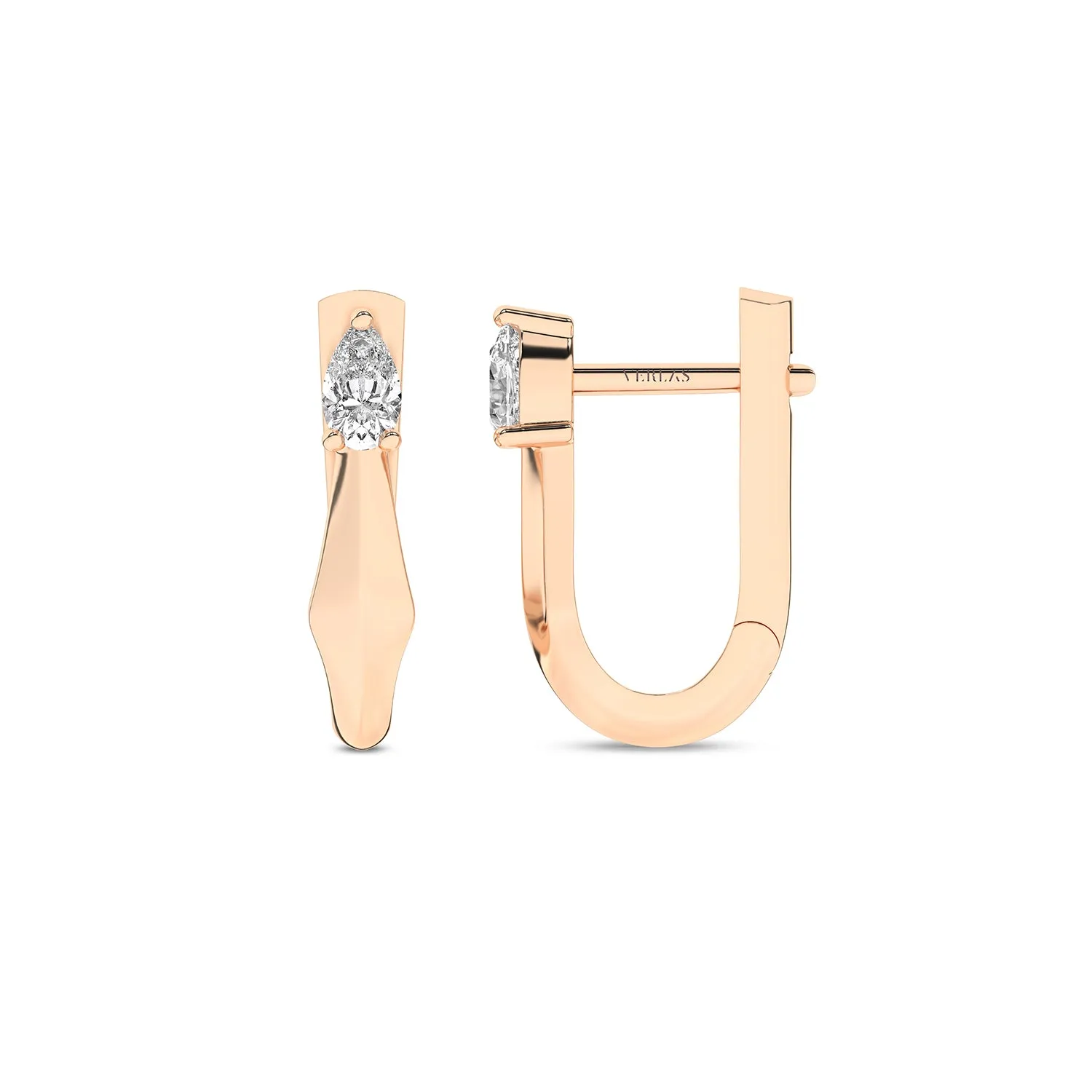 Pear Solitaire Huggie Hoops