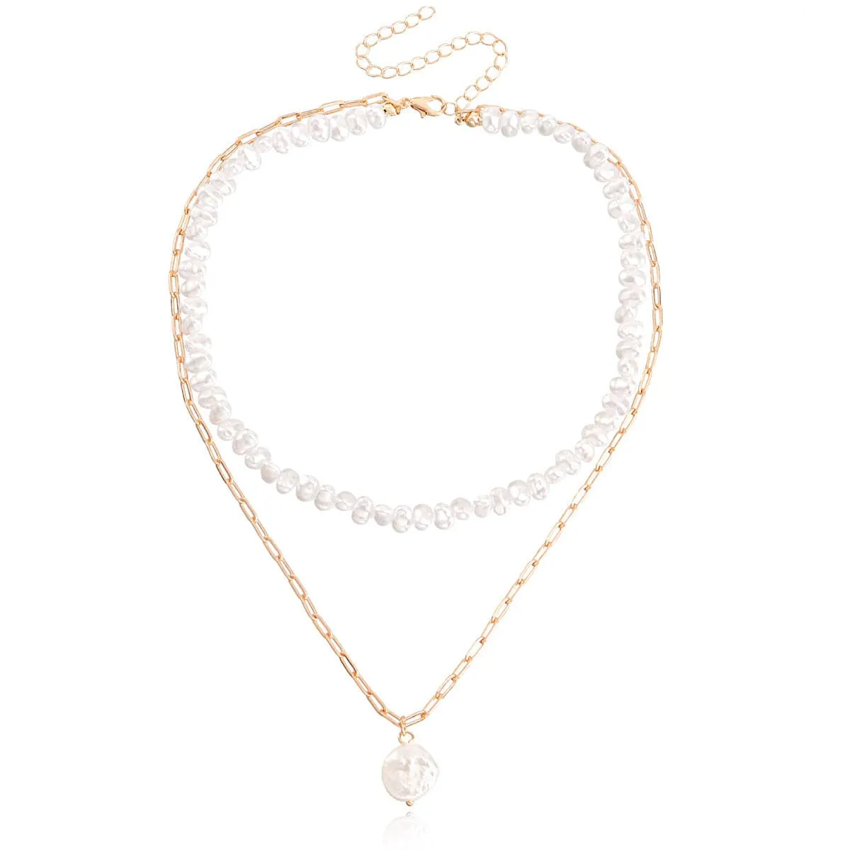 Pearl & 18K Gold-Plated Layered Pendant Necklace