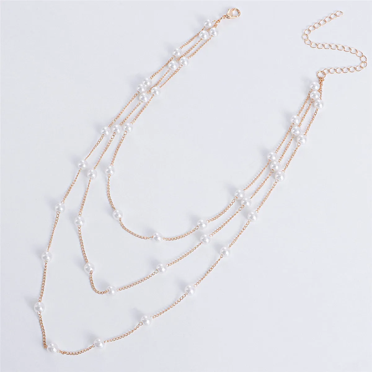 Pearl & 18K Gold-Plated Layered Station Necklace
