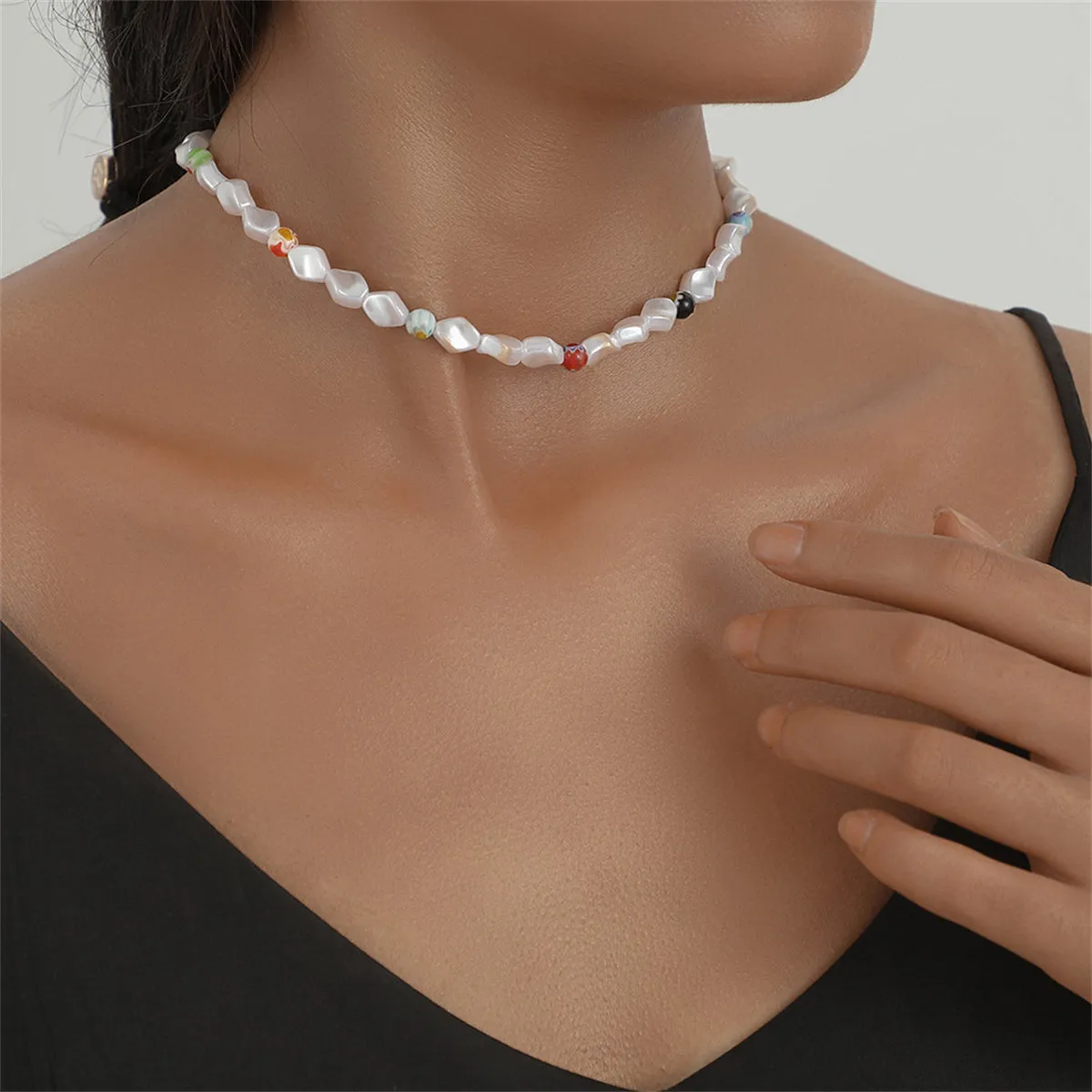 Pearl & Acrylic 18K Gold-Plated Beaded Choker Necklace