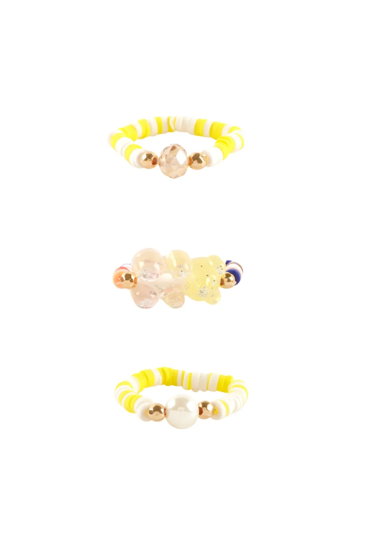 PEARL FIMO BEAR MULTI STACKABLE RING