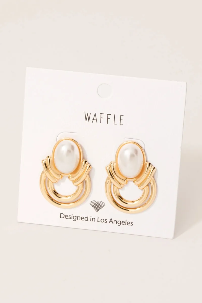 Pearl Stud Hoop Earrings