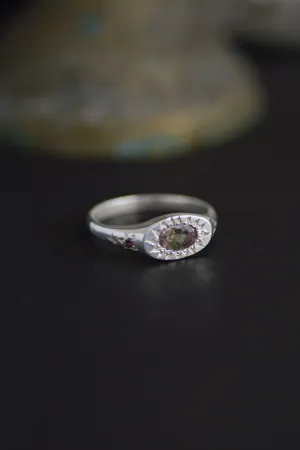 Penny Watermelon Tourmaline Silver Signet RIng