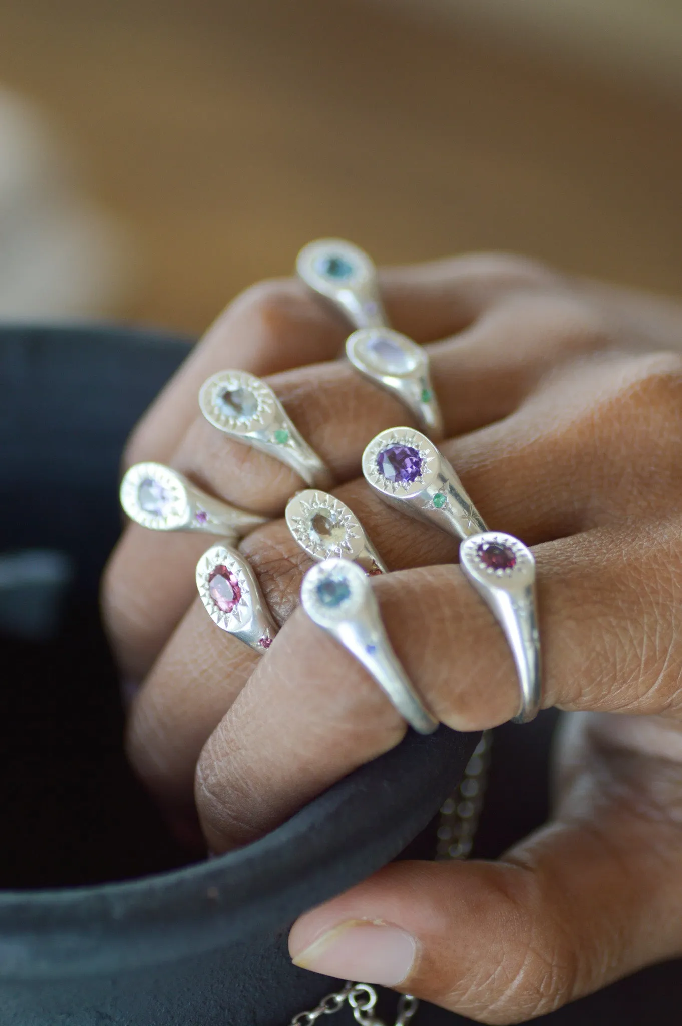 Penny Watermelon Tourmaline Silver Signet RIng