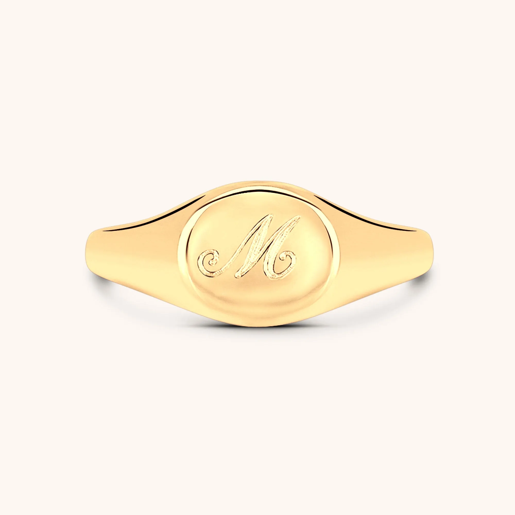 Personalized Engraved Script Small Signet Ring
