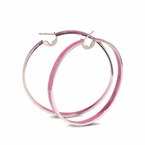 PINK ENAMEL SILVER HOOPS