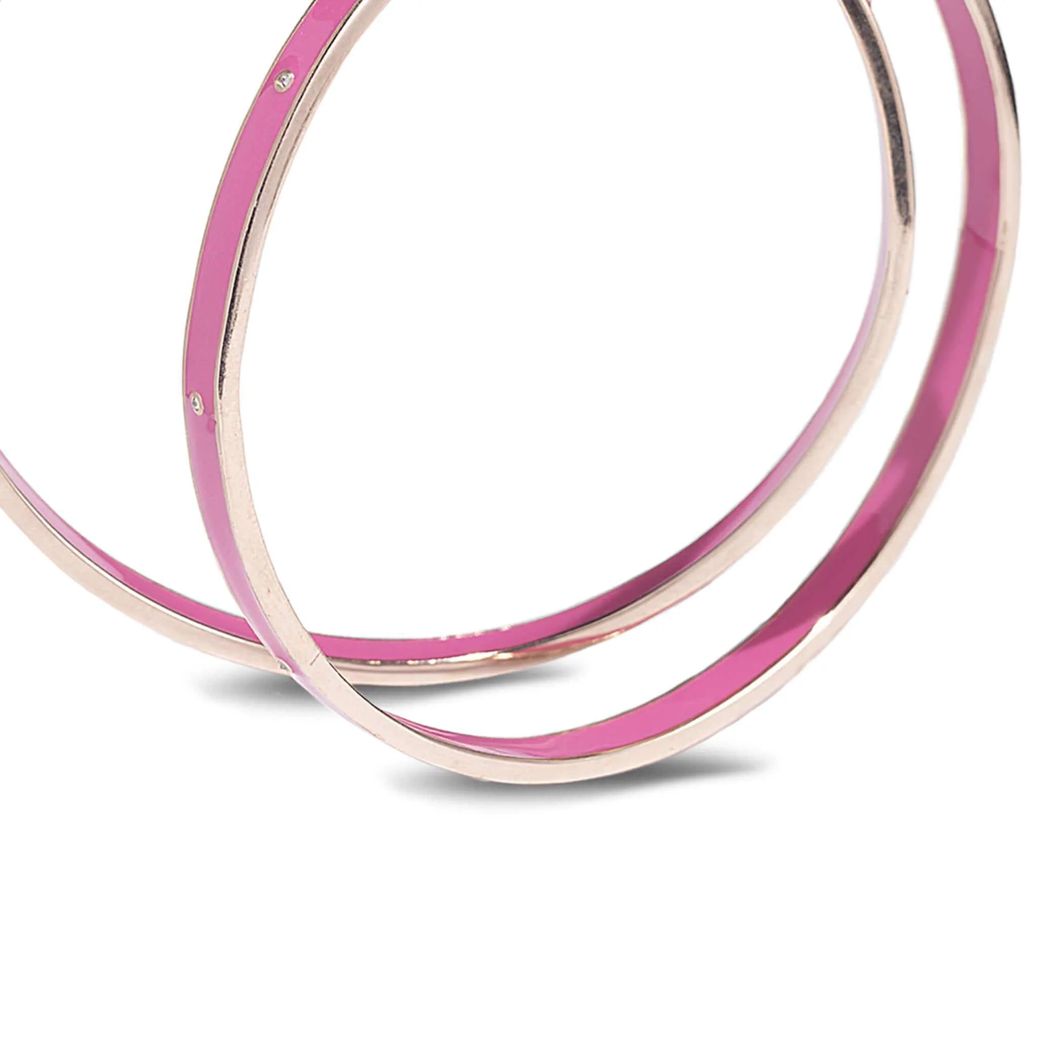 PINK ENAMEL SILVER HOOPS