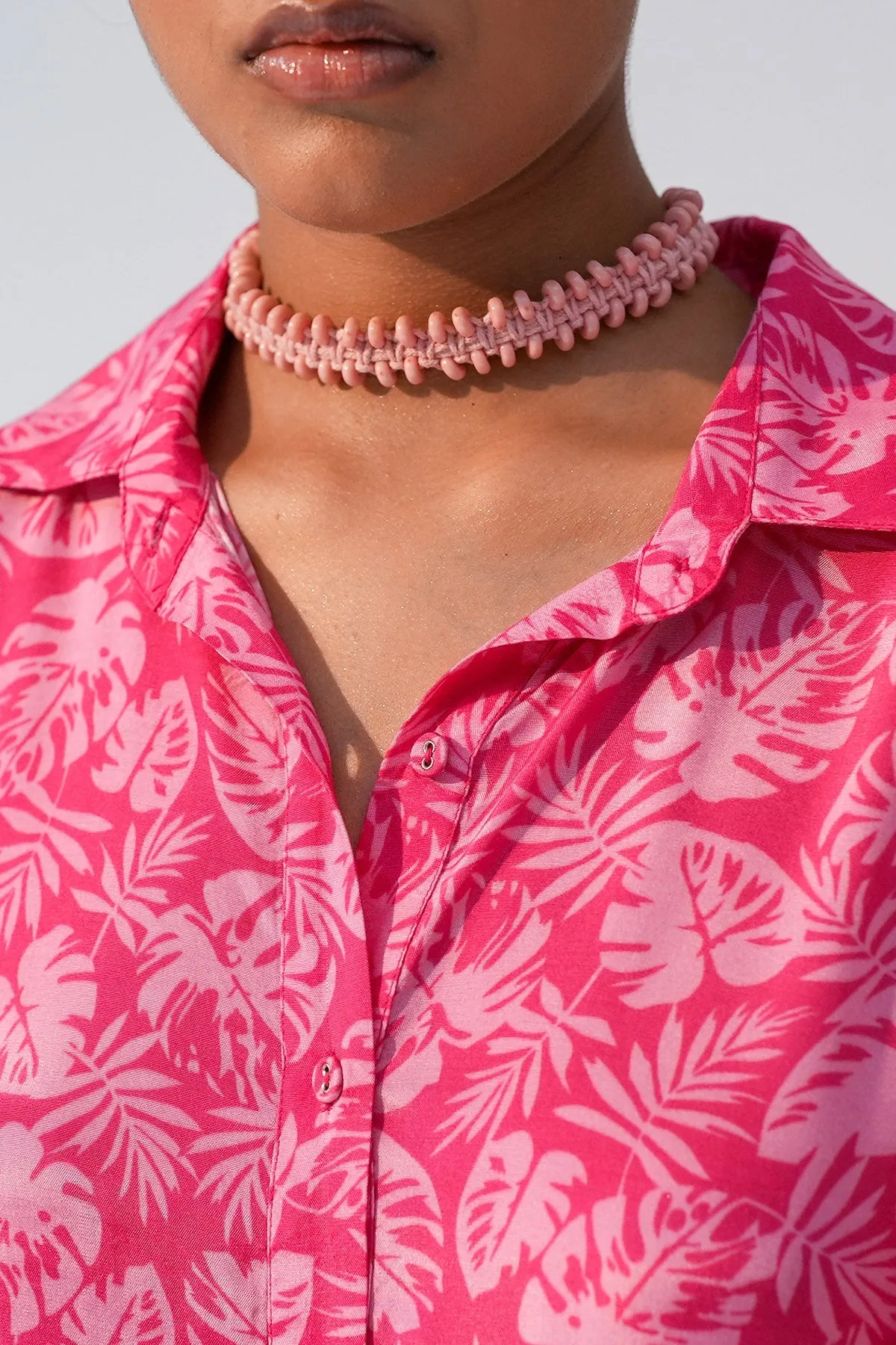Pink Macrame Pattern Choker