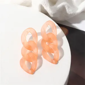 Pink Resin & Silver-Plated Curb Chain Drop Earrings