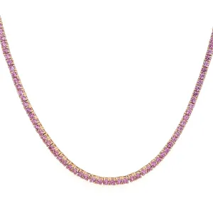 Pink Sapphire Tennis Necklace