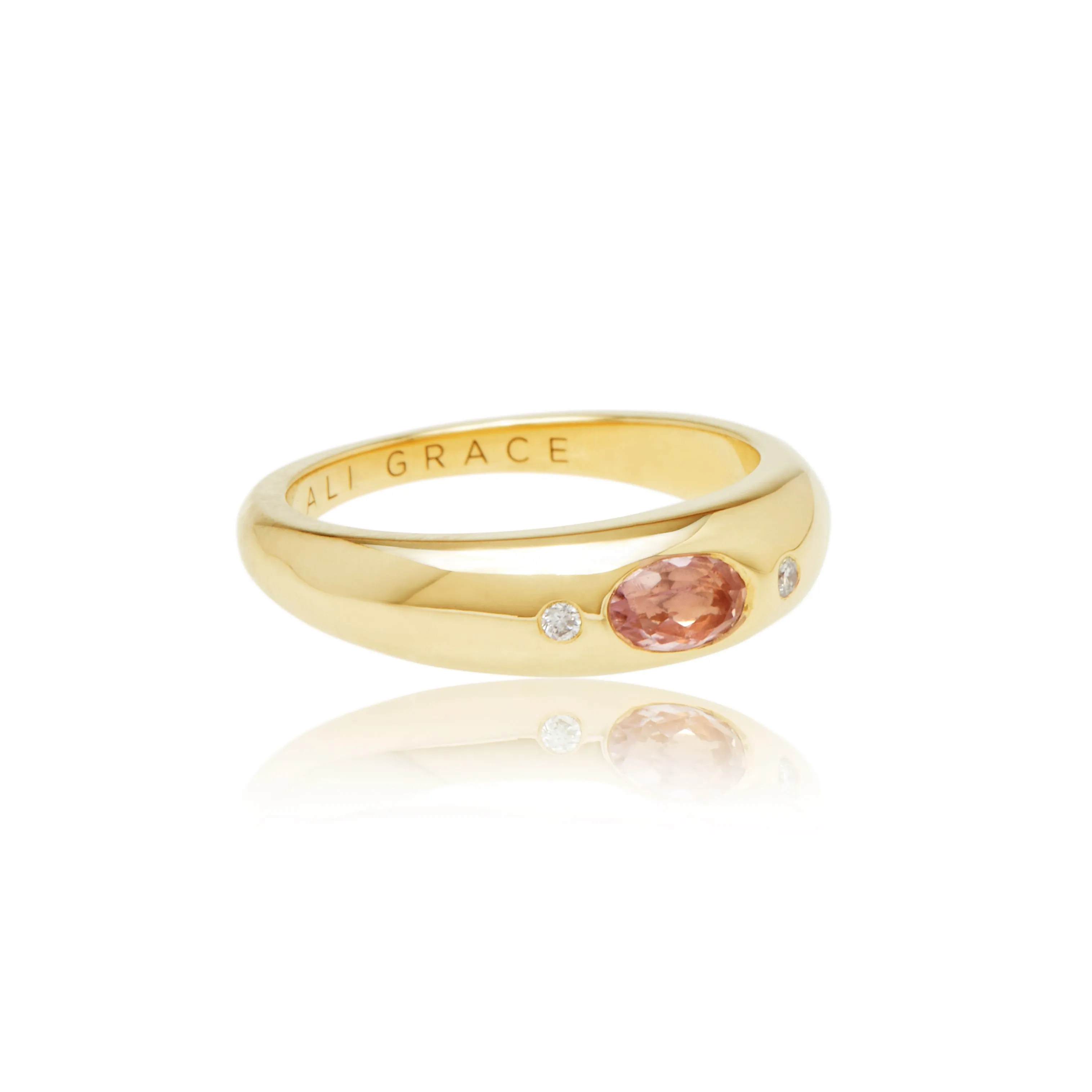 Pink Tourmaline & Diamonds Mini Bubble Ring