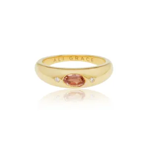 Pink Tourmaline & Diamonds Mini Bubble Ring