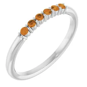 Platinum Natural Citrine Stackable Ring
