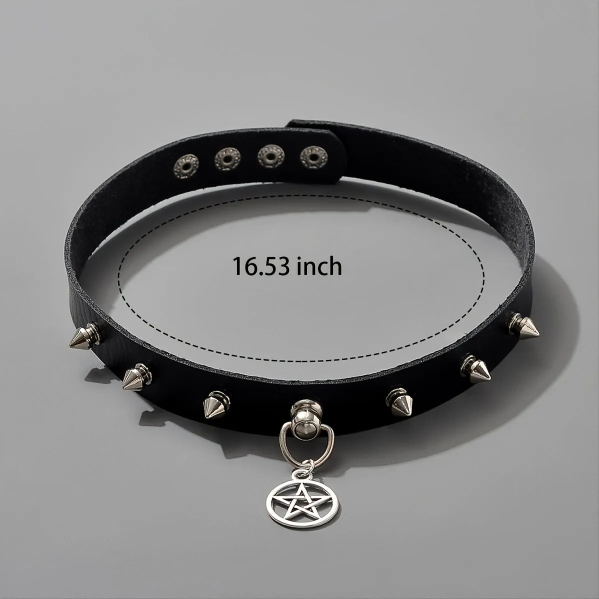 Punk Goth Star Leather Collar Choker Necklace