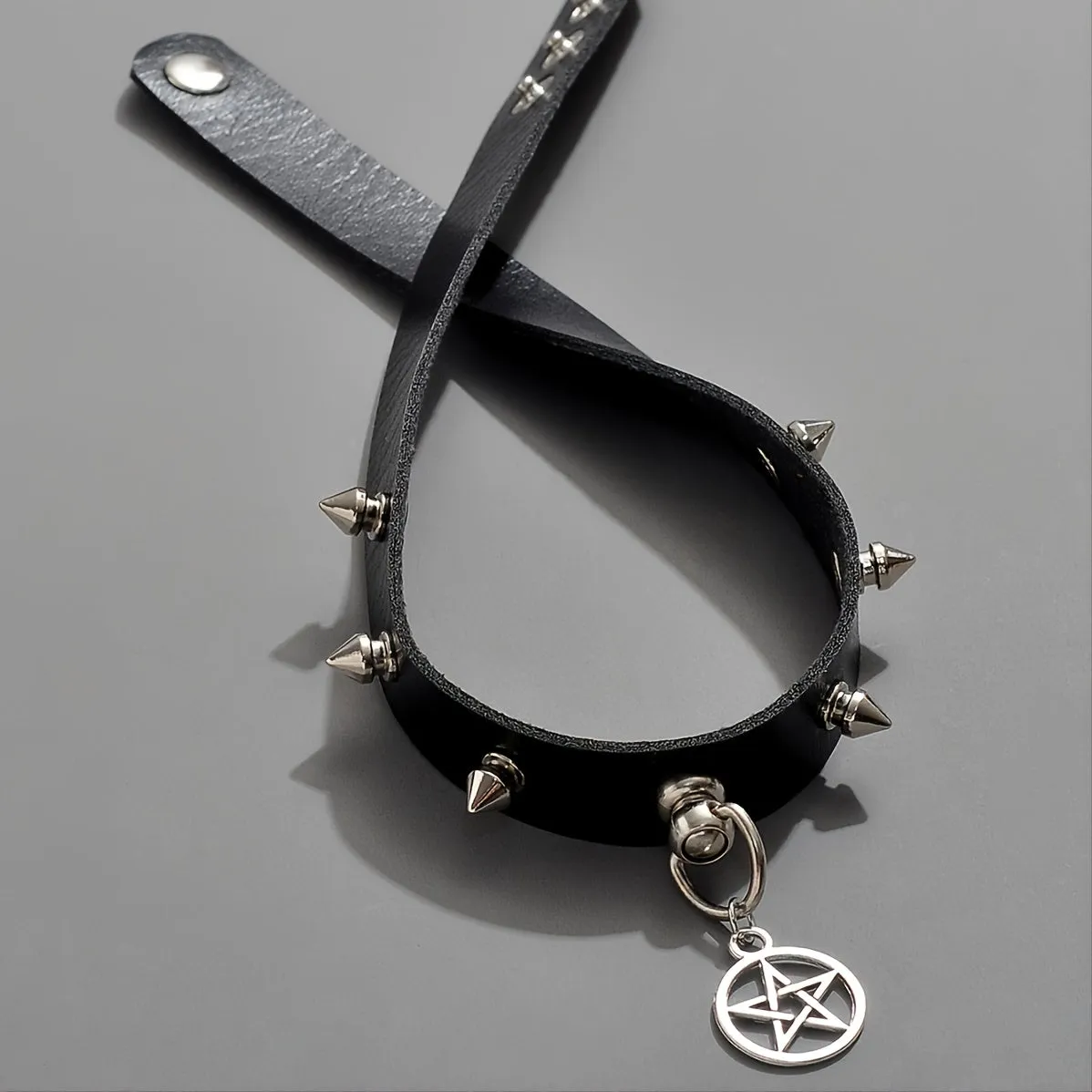 Punk Goth Star Leather Collar Choker Necklace