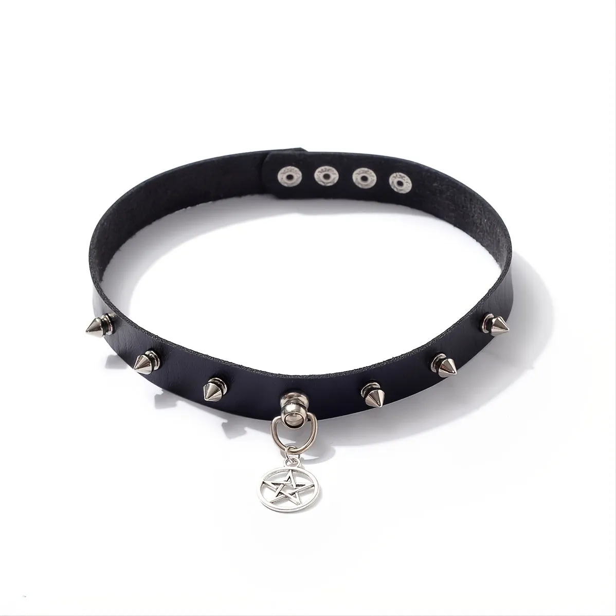 Punk Goth Star Leather Collar Choker Necklace