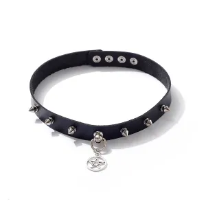 Punk Goth Star Leather Collar Choker Necklace