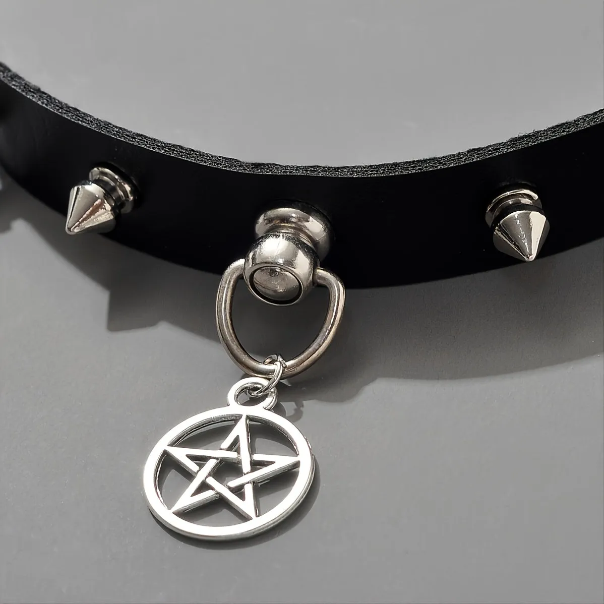 Punk Goth Star Leather Collar Choker Necklace