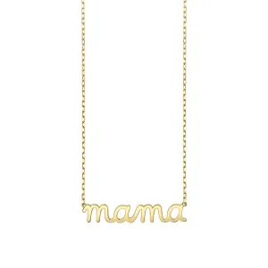 Pure Gold Mama Script Necklace