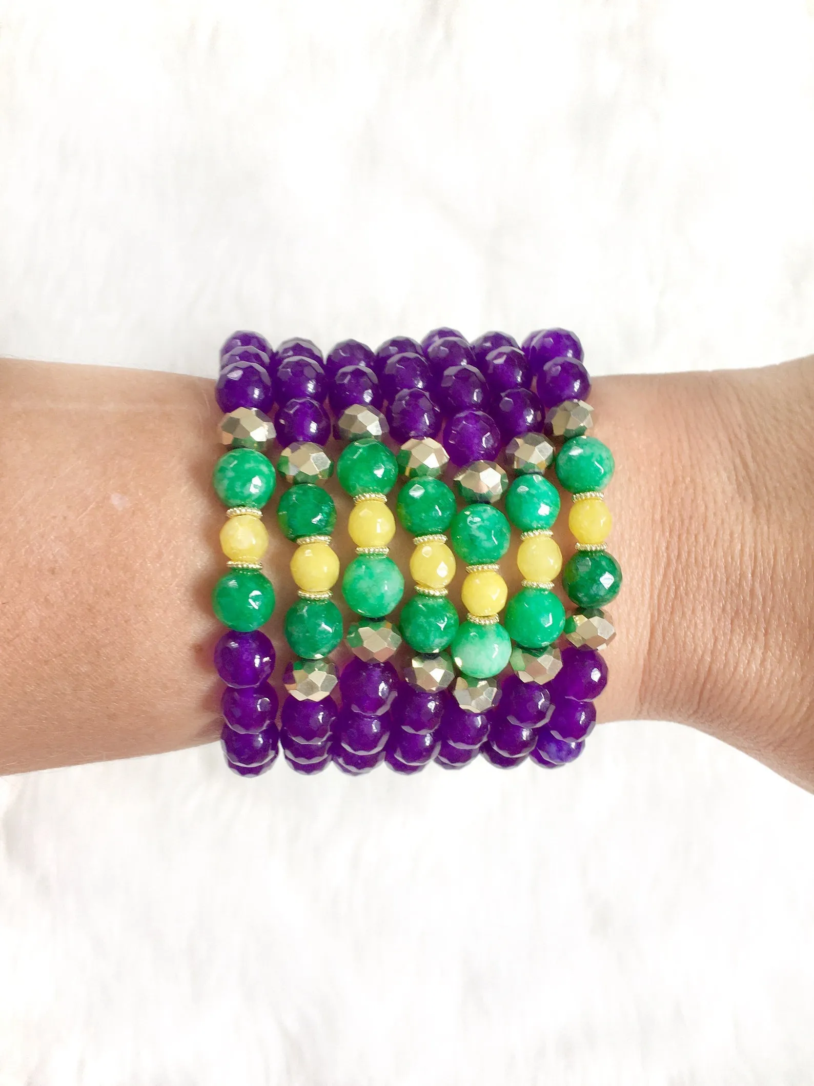 Purple Beaded Mardi Gras Bracelet
