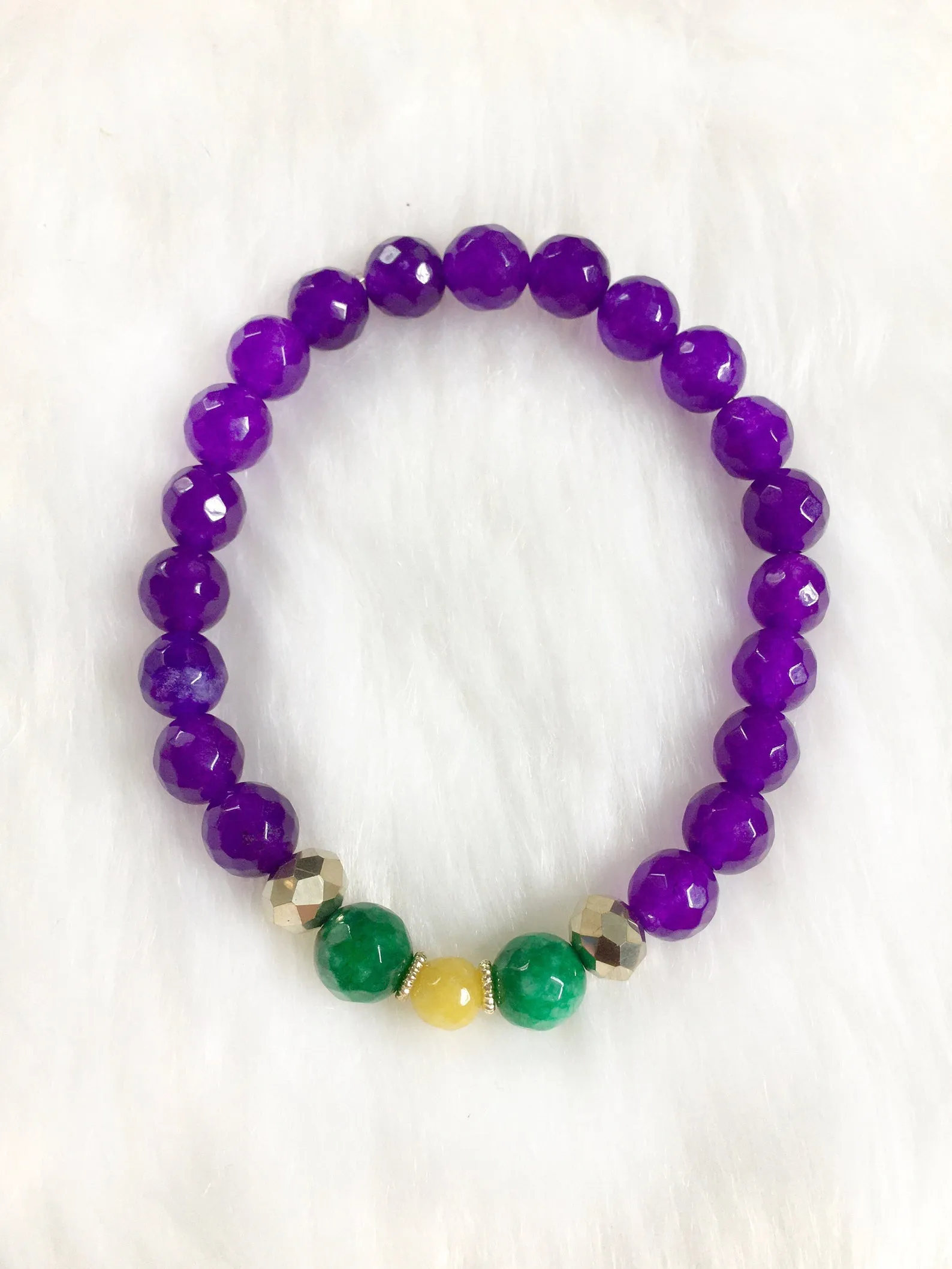 Purple Beaded Mardi Gras Bracelet