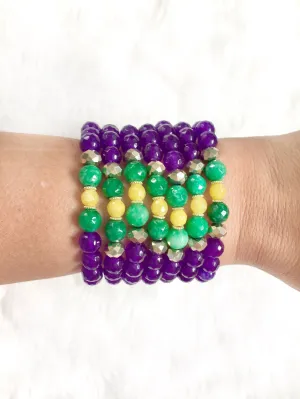 Purple Beaded Mardi Gras Bracelet