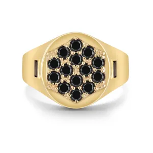 Queens Signet Ring with Black Diamond Pavé