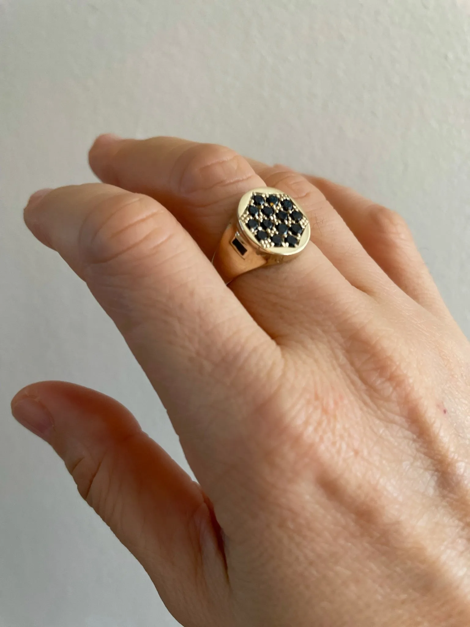 Queens Signet Ring with Black Diamond Pavé