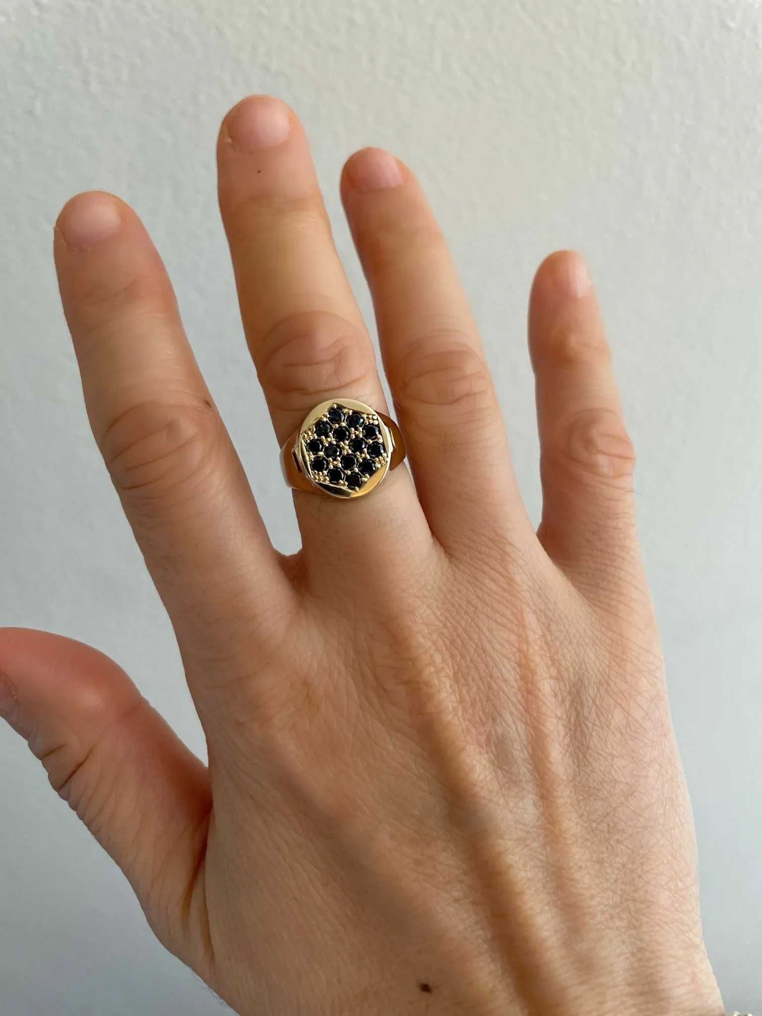 Queens Signet Ring with Black Diamond Pavé