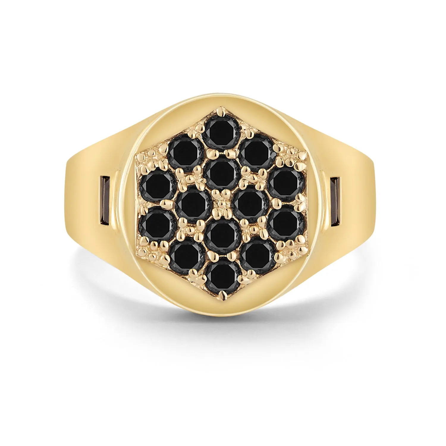 Queens Signet Ring with Black Diamond Pavé