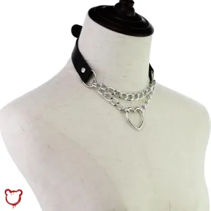 "Black Goth Heart Chain Choker"