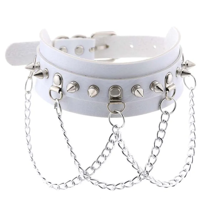 "PUNK PU METAL CHAIN" CHOKER D070811