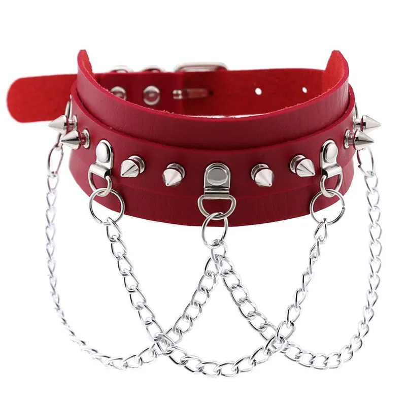 "PUNK PU METAL CHAIN" CHOKER D070811