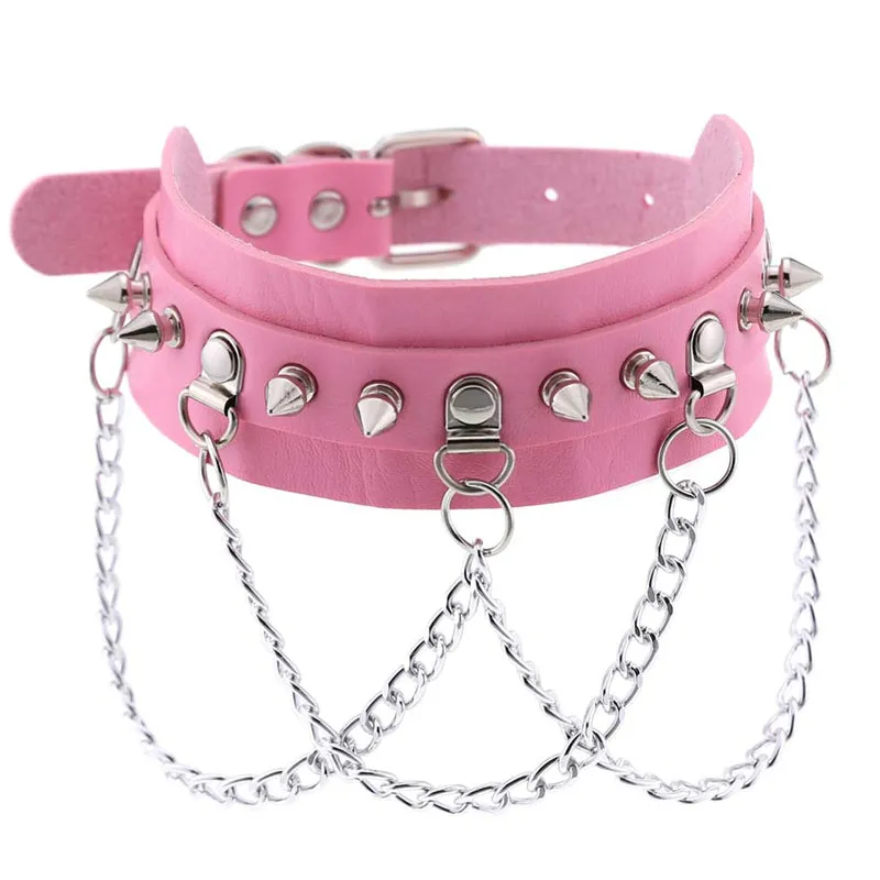 "PUNK PU METAL CHAIN" CHOKER D070811