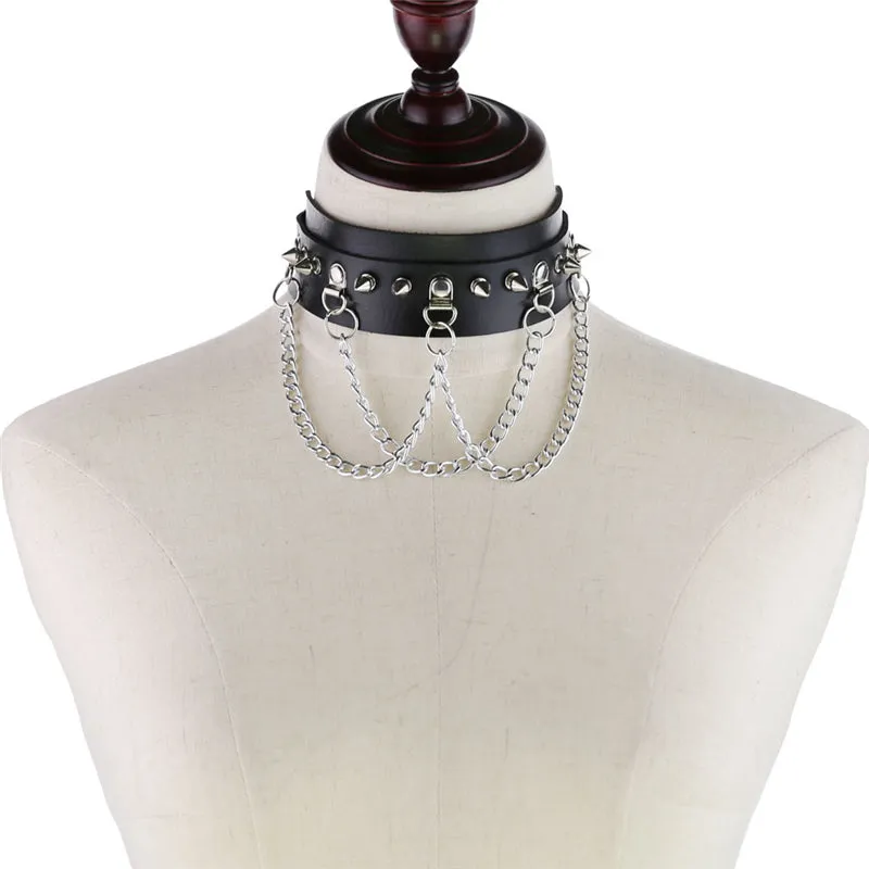"PUNK PU METAL CHAIN" CHOKER D070811