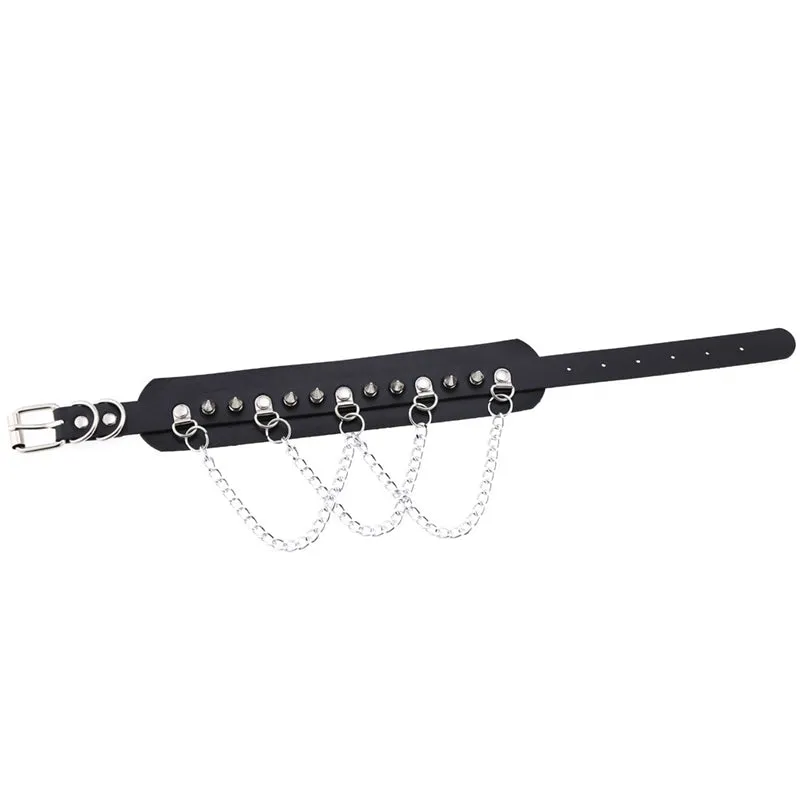 "PUNK PU METAL CHAIN" CHOKER D070811