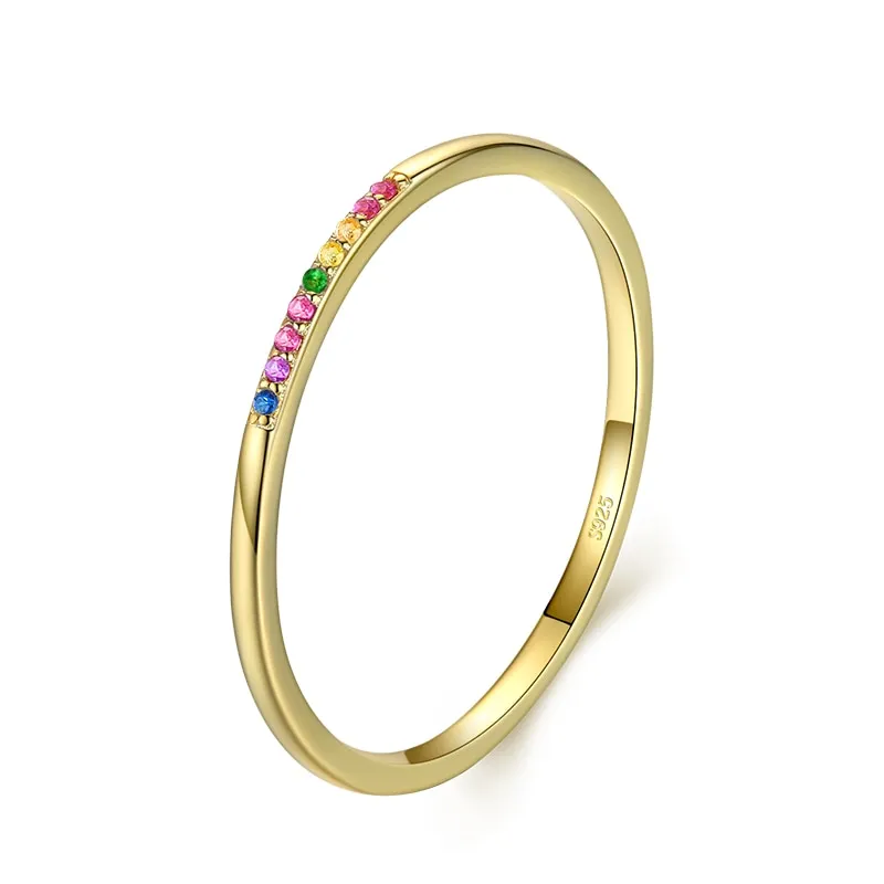 Rainbow Stack Sterling Silver Ring
