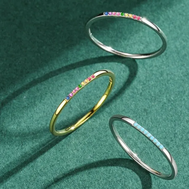 Rainbow Stack Sterling Silver Ring