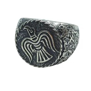 Raven banner silver signet ring