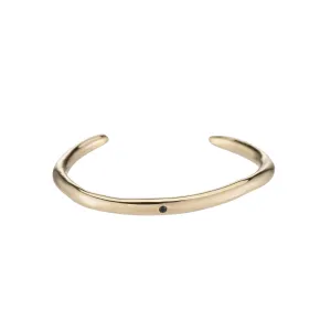 Raw Thin Cuff with Black Onyx - 14K Gold Plated