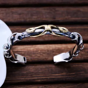 Real Solid 925 Sterling Silver Cuff Bracelet Bangle Cirrus Punk Jewelry